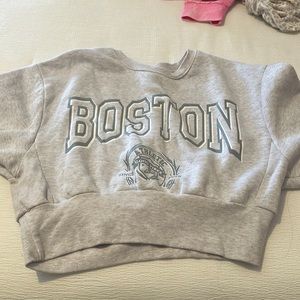 Gray crop Boston sweatshirt
